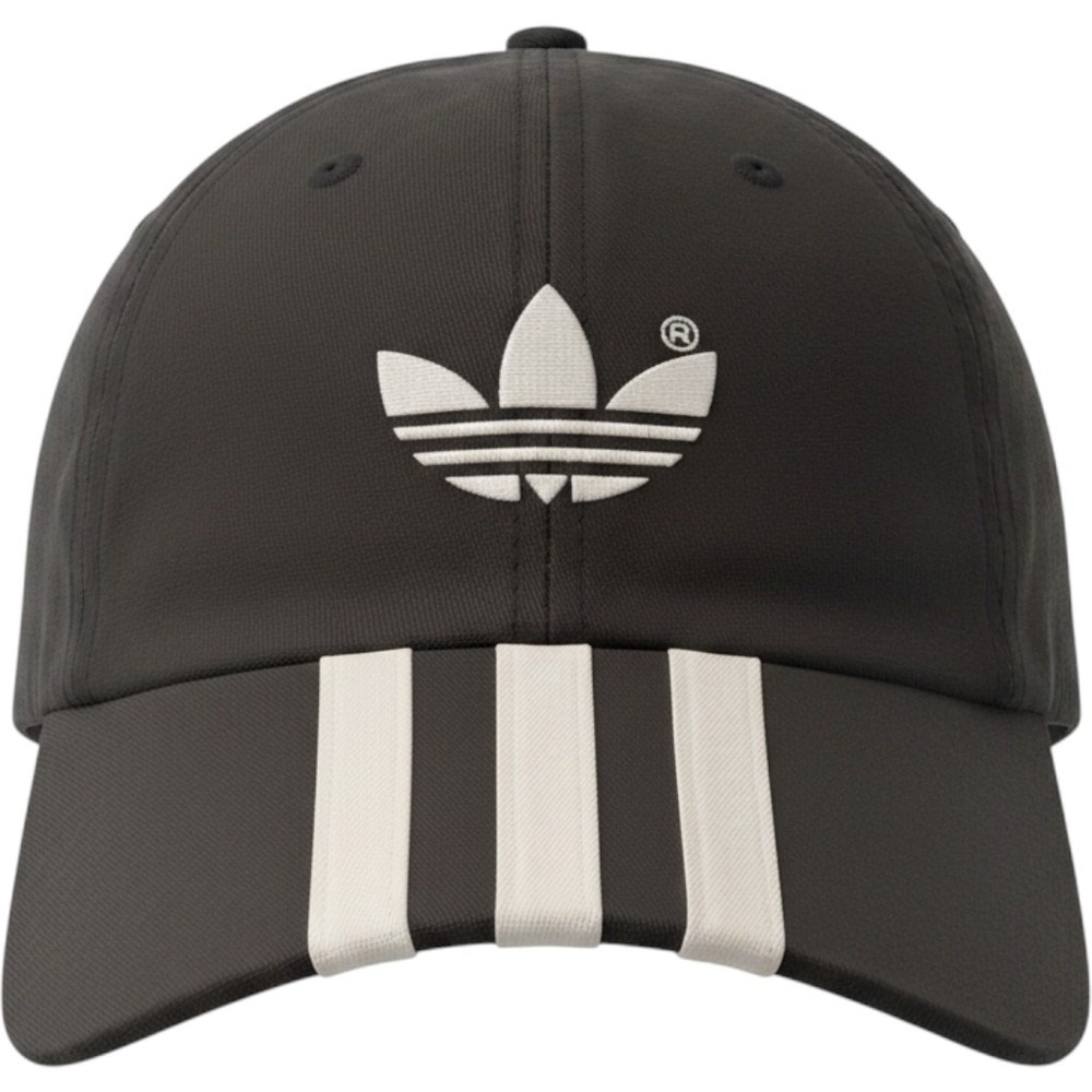 Vintage Adidas Originals Trefoil 3 Stripe‎ Snapback Hat Black White Mens OSFA